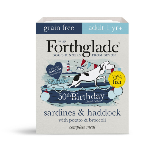 Forthglade's limited edition birthday recipe sardines & haddock with potato & broccoli